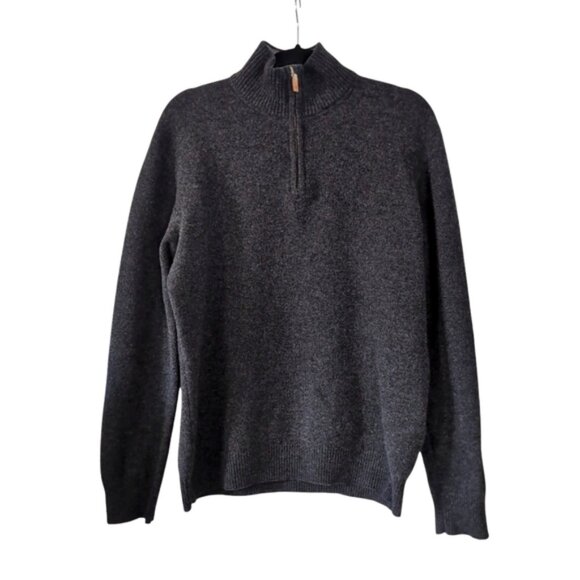 Hackett London Lambswool Preppy Old Money Half Zip Charcoal Jumper Sweater L - Picture 2 of 8